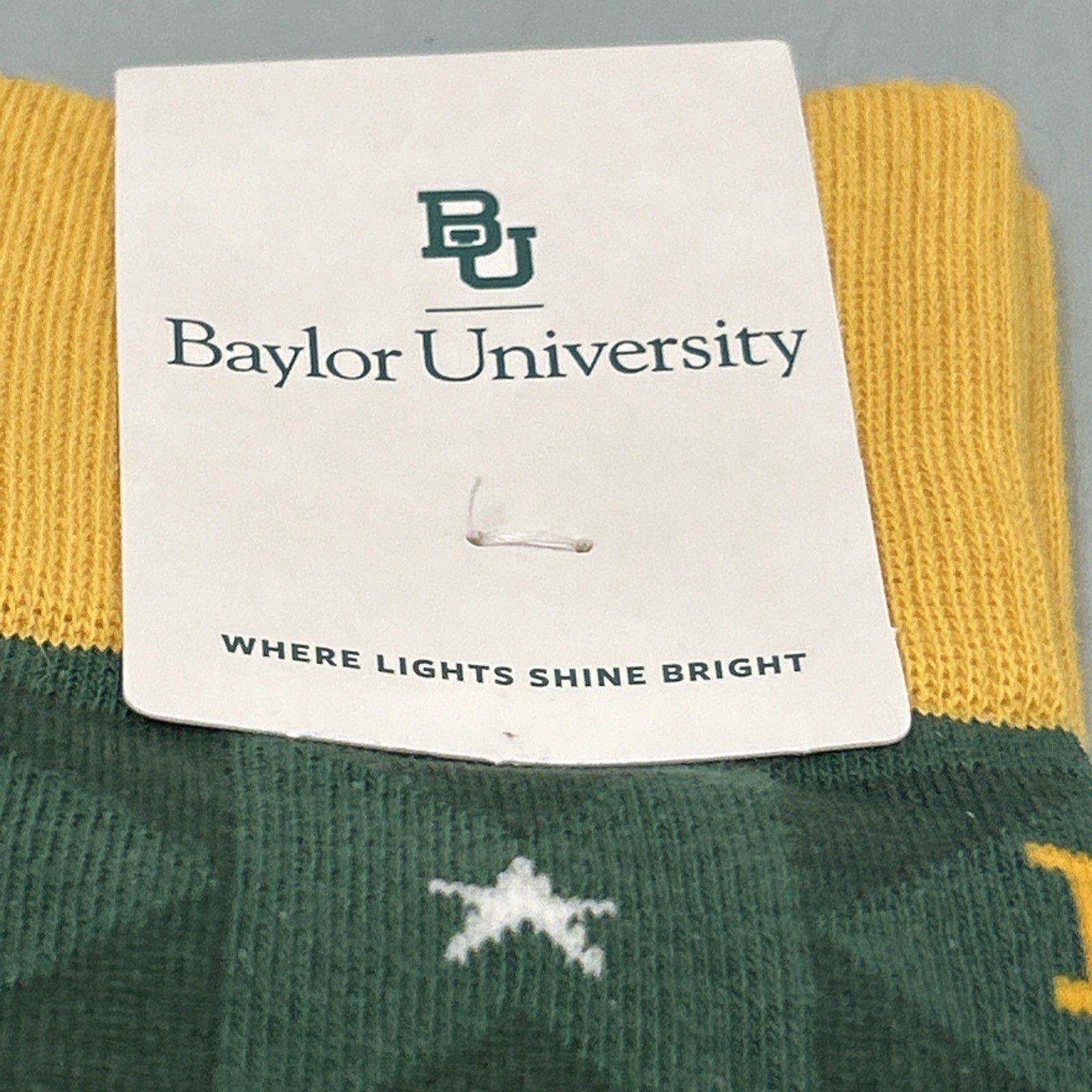 Baylor University Crew Socks Green Where Lights Shine Bright One Size — image 2 of 5